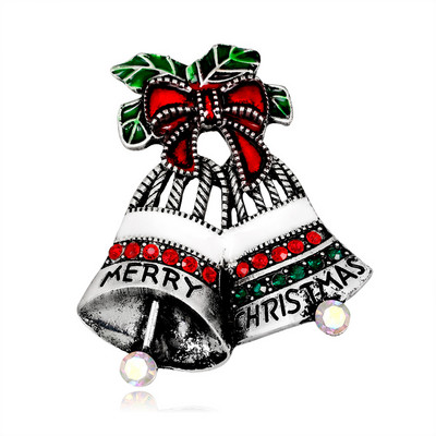 CINDY XIANG Broșe cu clopoței cu smalț cu stras pentru femei Pin de Crăciun