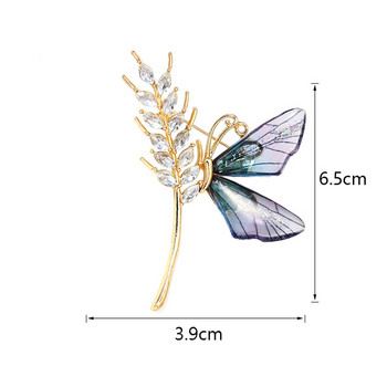 Брошка пеперуда Брошка кристали Риза Брошка Художник Бижута Брошка Насекоми Маншет Яка Игла Художник Брошка Анти разсейваща се светлина