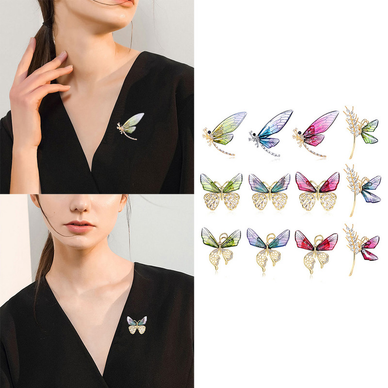 Broșă fluture Broșă cu strass Broșă cămașă Bijuterii pentru artist Broșă cu insecte Guler cu ac Broșă pentru artist anti-lumină rătăcită