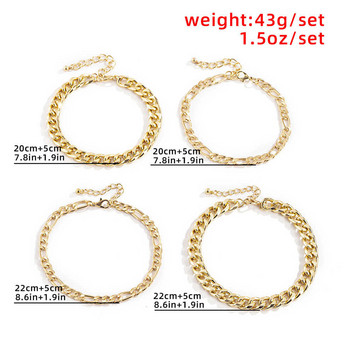 IngeSight.Z 4Pcs/Set Kpop Miami Curb Алуминиева верига Анкети на крака Боси сандали Дамска лятна плажна гривна Бижута за глезена