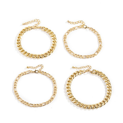 IngeSight.Z 4 bucăți/set Kpop Miami Curb glezne din aluminiu pe picior Sandale desculțe femei vară plajă brățară gleznă bijuterii