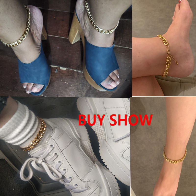 IngeSight.Z 4 bucăți/set Kpop Miami Curb glezne din aluminiu pe picior Sandale desculțe femei vară plajă brățară gleznă bijuterii