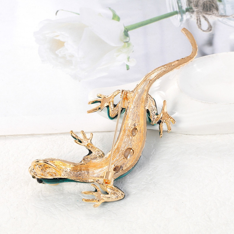Gušter Gecko Broš Igla Rhinestones Zeleni Gecko Životinje Igle i broševi Corsage Igle za kragnu Odjevni ukrasi Nakit