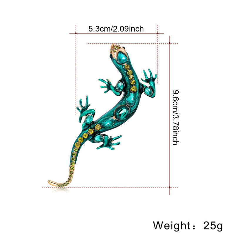 Gušter Gecko Broš Igla Rhinestones Zeleni Gecko Životinje Igle i broševi Corsage Igle za kragnu Odjevni ukrasi Nakit