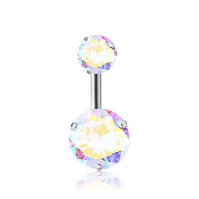 12 culori, dublu rotund, zirconiu cubic, formă geometrică, inel pentru buric, piercing, bijuterii pentru corp, dans club de noapte, 10*1,6*8 mm Brincos