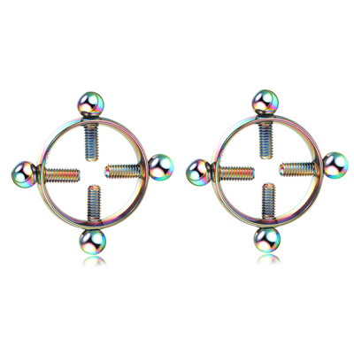 2 buc/lot oțel șurub rotund inele de clemă pentru mamelon artificial piercing sexy pentru femei non-piercing sân fals scut pentru unghii inel bijuterii cadou