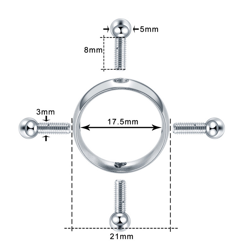 2 buc/lot oțel șurub rotund inele de clemă pentru mamelon artificial piercing sexy pentru femei non-piercing sân fals scut pentru unghii inel bijuterii cadou