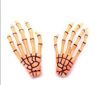 Комплект от 2 бр. нов Хелоуин Череп Щипка за коса Fashion Punk Gothic Harajuku Hand Bone Grab Щипка за коса Дамски аксесоари за коса