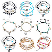 Modna boemska ljetna višeslojna školjkasta gležnjača za žene Boho Ocean Barefoot Plaža na nozi Narukvica Ženske sandale Nakit