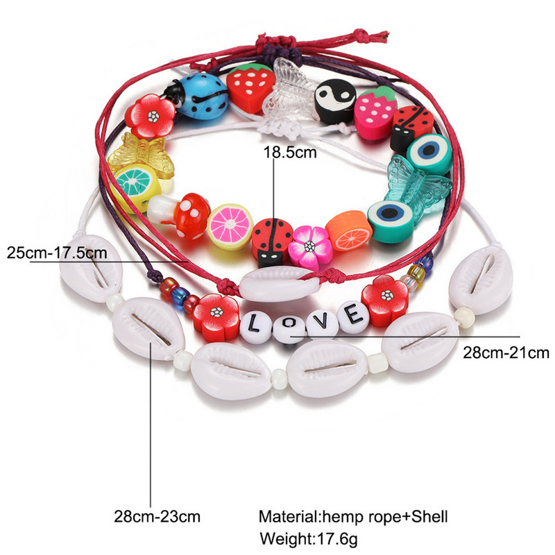 Modna boemska ljetna višeslojna školjkasta gležnjača za žene Boho Ocean Barefoot Plaža na nozi Narukvica Ženske sandale Nakit