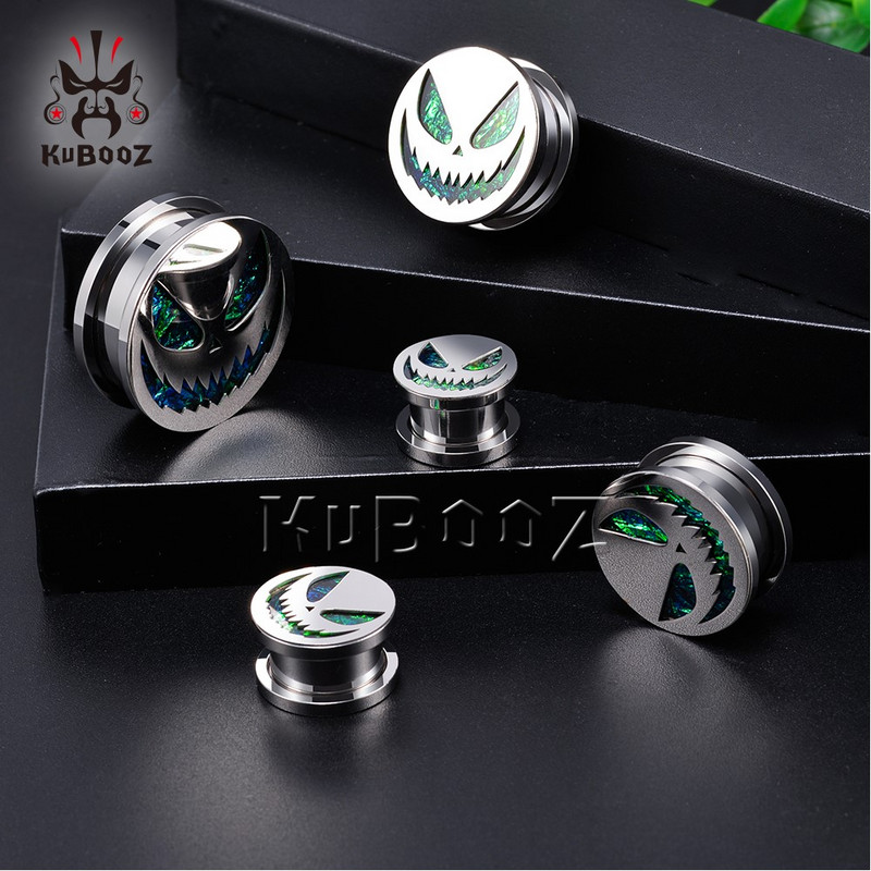 KUBOOZ Trendy od nehrđajućeg čelika Halloween Bundeva Tuneli za bušenje ušiju Ekspanderi Nakit za tijelo Mjeri za naušnice Nosiljka 2 KOM.