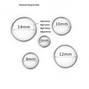 14/16/18/10G Шарнирни пръстени за нос Обръч Титаниева/стоманена спирала Хрущял Daith Tragus Sleeper Обеци Бижута за пиърсинг