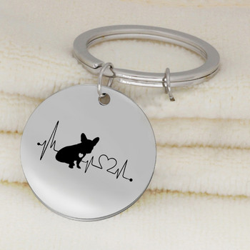 Heartbeat Chihuahua Bulldog Dachshund Bull Terrier KeyChain Κοσμήματα Χαριτωμένο μπρελόκ για κουτάβι