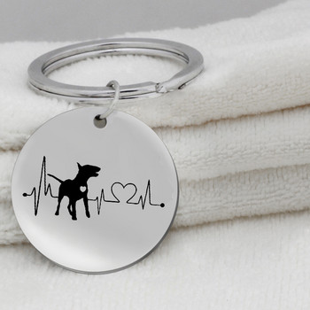 Heartbeat Chihuahua Bulldog Dachshund Bull Terrier KeyChain Κοσμήματα Χαριτωμένο μπρελόκ για κουτάβι