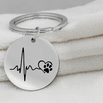 Heartbeat Chihuahua Bulldog Dachshund Bull Terrier KeyChain Κοσμήματα Χαριτωμένο μπρελόκ για κουτάβι