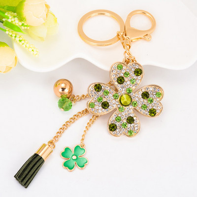 EASYA Ljubavna djetelina Kreativni poklon Privjesak za ključeve Legura Rhinestone Privjesak za ključeve Torba Privjesak Ženska torbica Šarm Dodaci za automobil Mali poklon