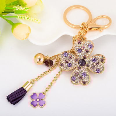 EASYA Ljubavna djetelina Kreativni poklon Privjesak za ključeve Legura Rhinestone Privjesak za ključeve Torba Privjesak Ženska torbica Šarm Dodaci za automobil Mali poklon