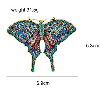 CINDY XIANG Брошки с пеперуди от кристали за жени Красива игла за насекоми 2 цвята Налични ретро модни зимни аксесоари