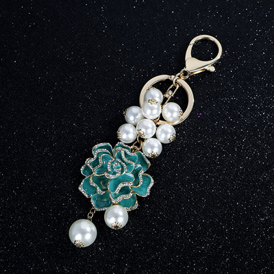 Flower Pearl Kulcstartó Bőr táska medál kulcstartó Autós medál Virág Rózsa Ajándék szuvenír kulcstartó
