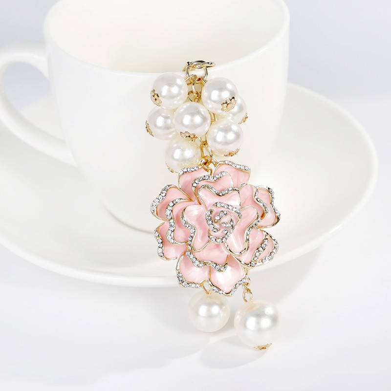 Flower Pearl Kulcstartó Bőr táska medál kulcstartó Autós medál Virág Rózsa Ajándék szuvenír kulcstartó
