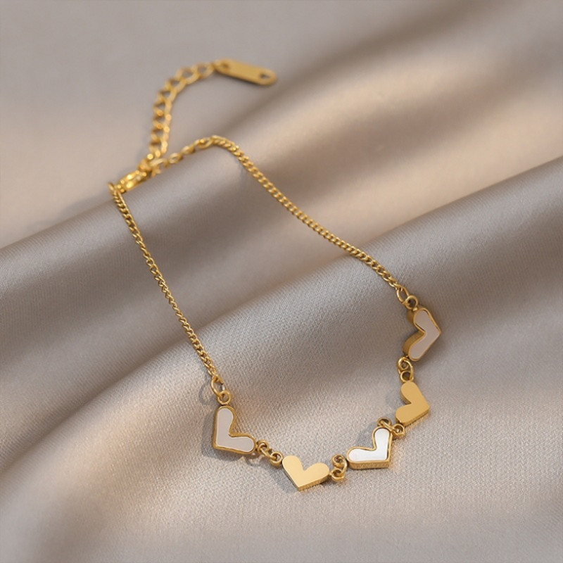 316L από ανοξείδωτο ατσάλι Νέα μόδα κοσμήματα υψηλής ποιότητας Φυσικό κοχύλι Love Heart Chain Anklet βραχιόλι για γυναίκες