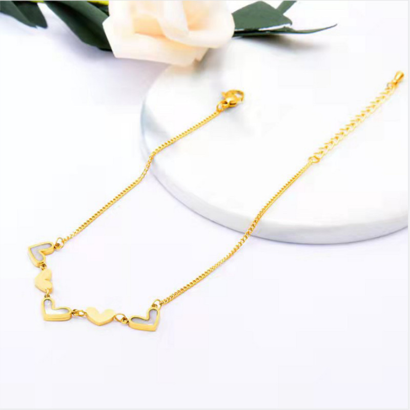 316L από ανοξείδωτο ατσάλι Νέα μόδα κοσμήματα υψηλής ποιότητας Φυσικό κοχύλι Love Heart Chain Anklet βραχιόλι για γυναίκες