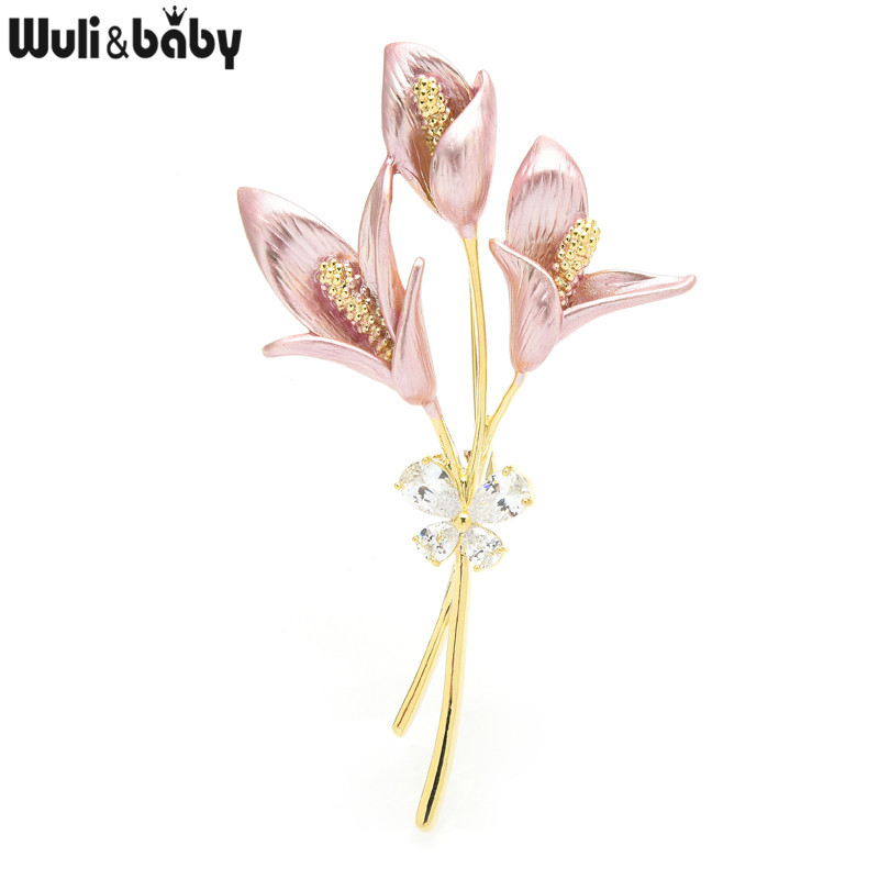 Wuli&baby Zománc Liliom Virág Bross Női Uniszex 3 színű Szépség Virág Esküvők Irodai Bross Pins Ajándékok