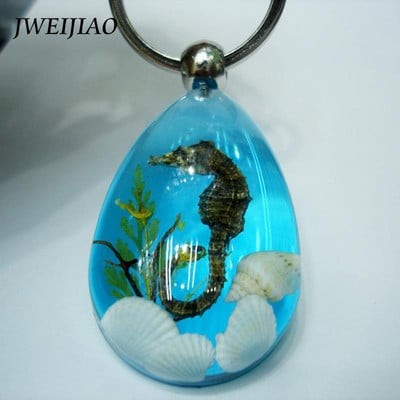 JWEIJIAO vízcsepp típusú gyanta kő kristály természetes kagyló tengeri ló medál kis dísz kulcstartók N0016