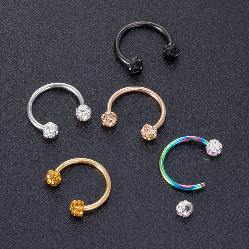 1PC Bling Ferido Nose Septum Prstenovi Potkova Piercing Nakit 16G Hrskavica Helix Tragus Naušnice Hoop Držač za piercing usne 8 mm