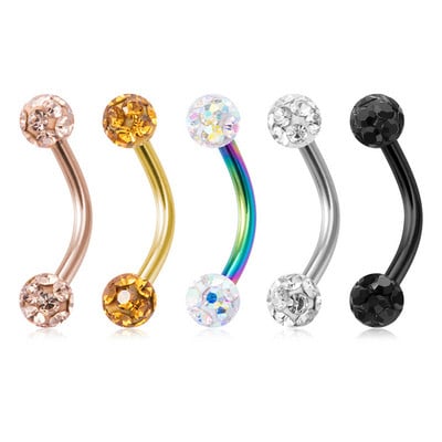 Δαχτυλίδι φρυδιών με κυρτή μπάρα 1 τμχ Bling Piercing 16G Surgical Steel Σκουλαρίκι Daith Rook Δαχτυλίδι με κοιλιά Νέο κόσμημα Piercing για τα χείλη