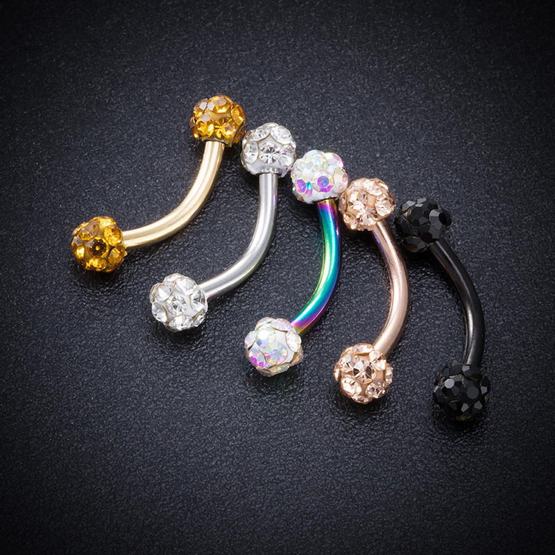 Δαχτυλίδι φρυδιών με κυρτή μπάρα 1 τμχ Bling Piercing 16G Surgical Steel Σκουλαρίκι Daith Rook Δαχτυλίδι με κοιλιά Νέο κόσμημα Piercing για τα χείλη