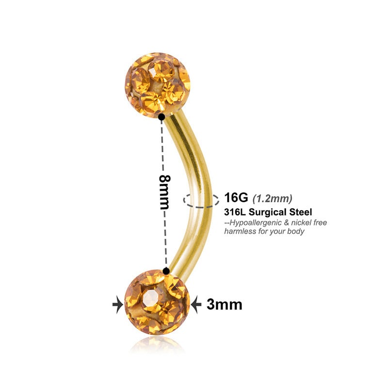 Δαχτυλίδι φρυδιών με κυρτή μπάρα 1 τμχ Bling Piercing 16G Surgical Steel Σκουλαρίκι Daith Rook Δαχτυλίδι με κοιλιά Νέο κόσμημα Piercing για τα χείλη