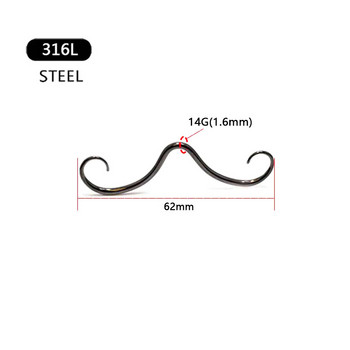 14G пиърсинг на преградата на мустаци Хипоалергенни носни шпилки Пънк бижута за тяло за жени Мъже 316L хирургическа неръждаема стомана