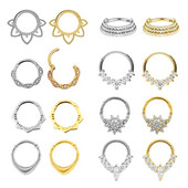 100% 316L sebészeti acél cirkon orrgyűrű Clicker Daith piercing fülporc Helix karika virágok vízcseppek