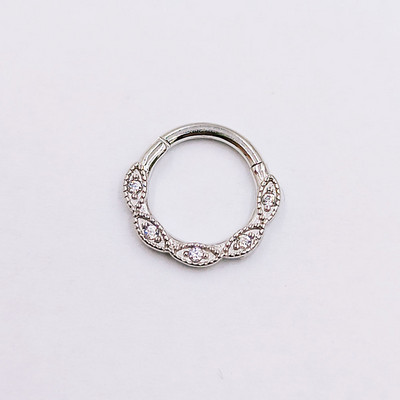 100% 316L sebészeti acél cirkon orrgyűrű Clicker Daith piercing fülporc Helix karika virágok vízcseppek