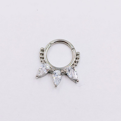 100% 316L sebészeti acél cirkon orrgyűrű Clicker Daith piercing fülporc Helix karika virágok vízcseppek