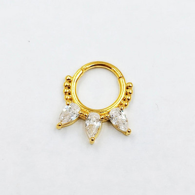 100% 316L sebészeti acél cirkon orrgyűrű Clicker Daith piercing fülporc Helix karika virágok vízcseppek