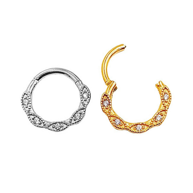 100% 316L sebészeti acél cirkon orrgyűrű Clicker Daith piercing fülporc Helix karika virágok vízcseppek