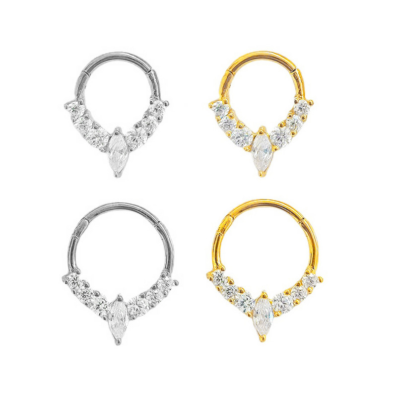100% 316L sebészeti acél cirkon orrgyűrű Clicker Daith piercing fülporc Helix karika virágok vízcseppek