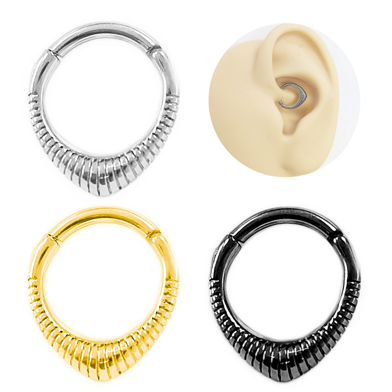 100% 316L sebészeti acél cirkon orrgyűrű Clicker Daith piercing fülporc Helix karika virágok vízcseppek