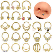 ZS 16G Szív Virág Septum Piercng Ring Női Arany Szín Orr Gyűrű Ékszerek Rozsdamentes acél méhecske Helix kagyló cirkon fülbevaló méhecske