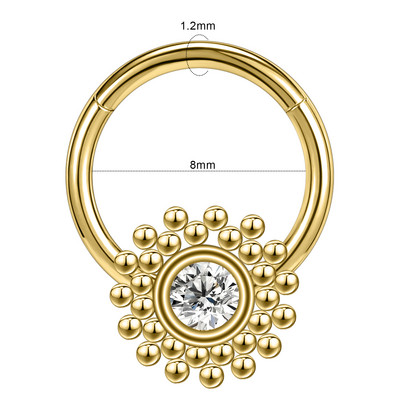 ZS 16G Szív Virág Septum Piercng Ring Női Arany Szín Orr Gyűrű Ékszerek Rozsdamentes acél méhecske Helix kagyló cirkon fülbevaló méhecske