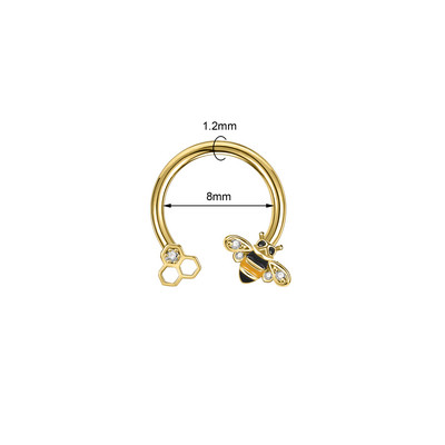 ZS 16G Szív Virág Septum Piercng Ring Női Arany Szín Orr Gyűrű Ékszerek Rozsdamentes acél méhecske Helix kagyló cirkon fülbevaló méhecske
