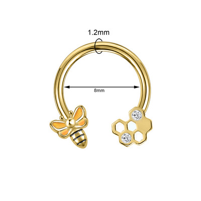 ZS 16G Szív Virág Septum Piercng Ring Női Arany Szín Orr Gyűrű Ékszerek Rozsdamentes acél méhecske Helix kagyló cirkon fülbevaló méhecske