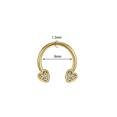 ZS 16G Szív Virág Septum Piercng Ring Női Arany Szín Orr Gyűrű Ékszerek Rozsdamentes acél méhecske Helix kagyló cirkon fülbevaló méhecske