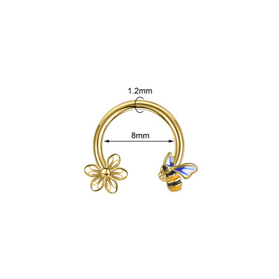 ZS 16G Szív Virág Septum Piercng Ring Női Arany Szín Orr Gyűrű Ékszerek Rozsdamentes acél méhecske Helix kagyló cirkon fülbevaló méhecske