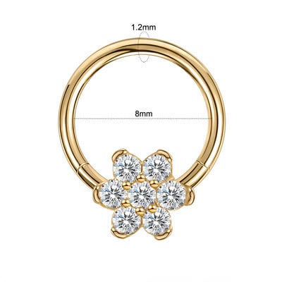 ZS 16G Szív Virág Septum Piercng Ring Női Arany Szín Orr Gyűrű Ékszerek Rozsdamentes acél méhecske Helix kagyló cirkon fülbevaló méhecske