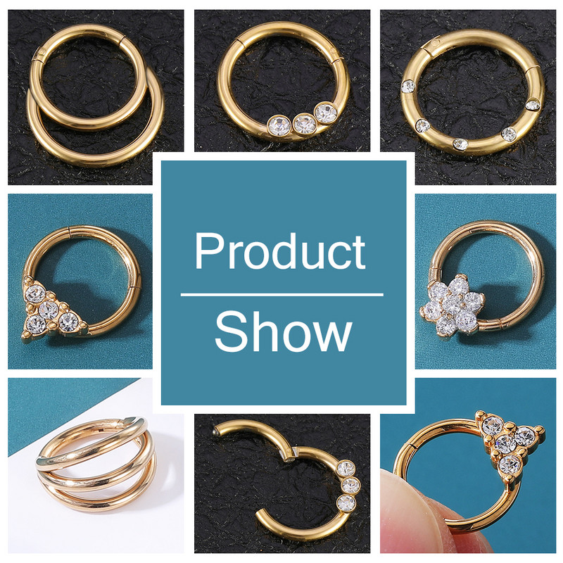 ZS 16G Szív Virág Septum Piercng Ring Női Arany Szín Orr Gyűrű Ékszerek Rozsdamentes acél méhecske Helix kagyló cirkon fülbevaló méhecske