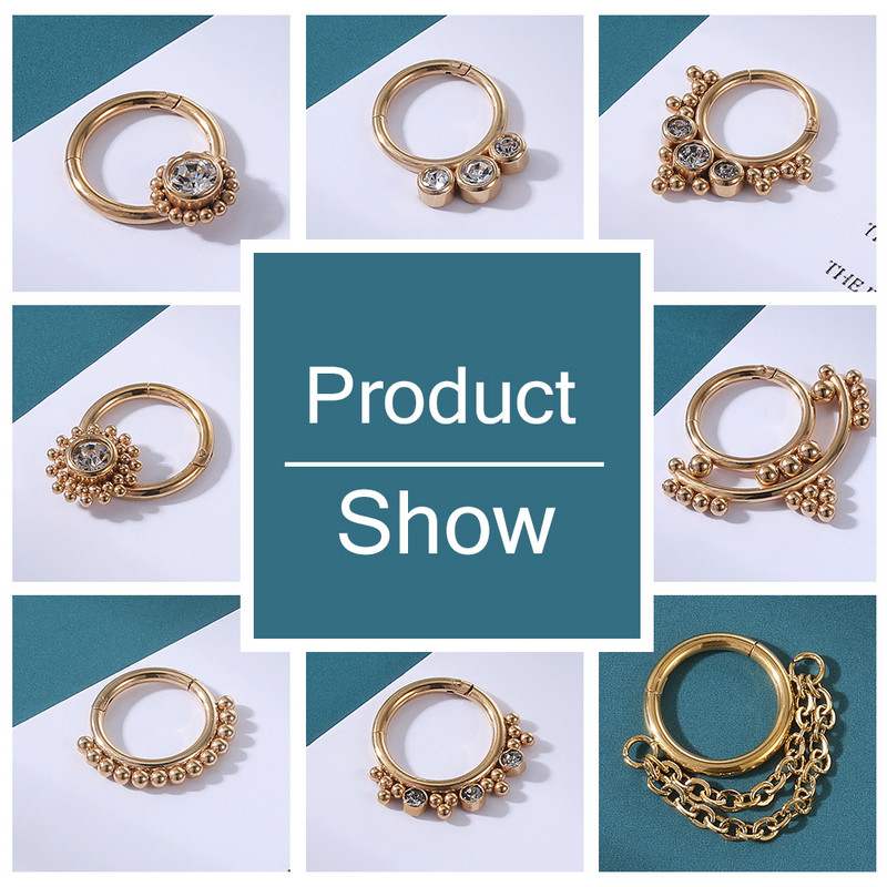ZS 16G Szív Virág Septum Piercng Ring Női Arany Szín Orr Gyűrű Ékszerek Rozsdamentes acél méhecske Helix kagyló cirkon fülbevaló méhecske