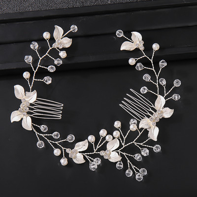 Pearl Leaf Comb Fejpánt Hajtartozékok Női Tiara Fejpánt Esküvői Kiegészítők Fejpánt a fejen